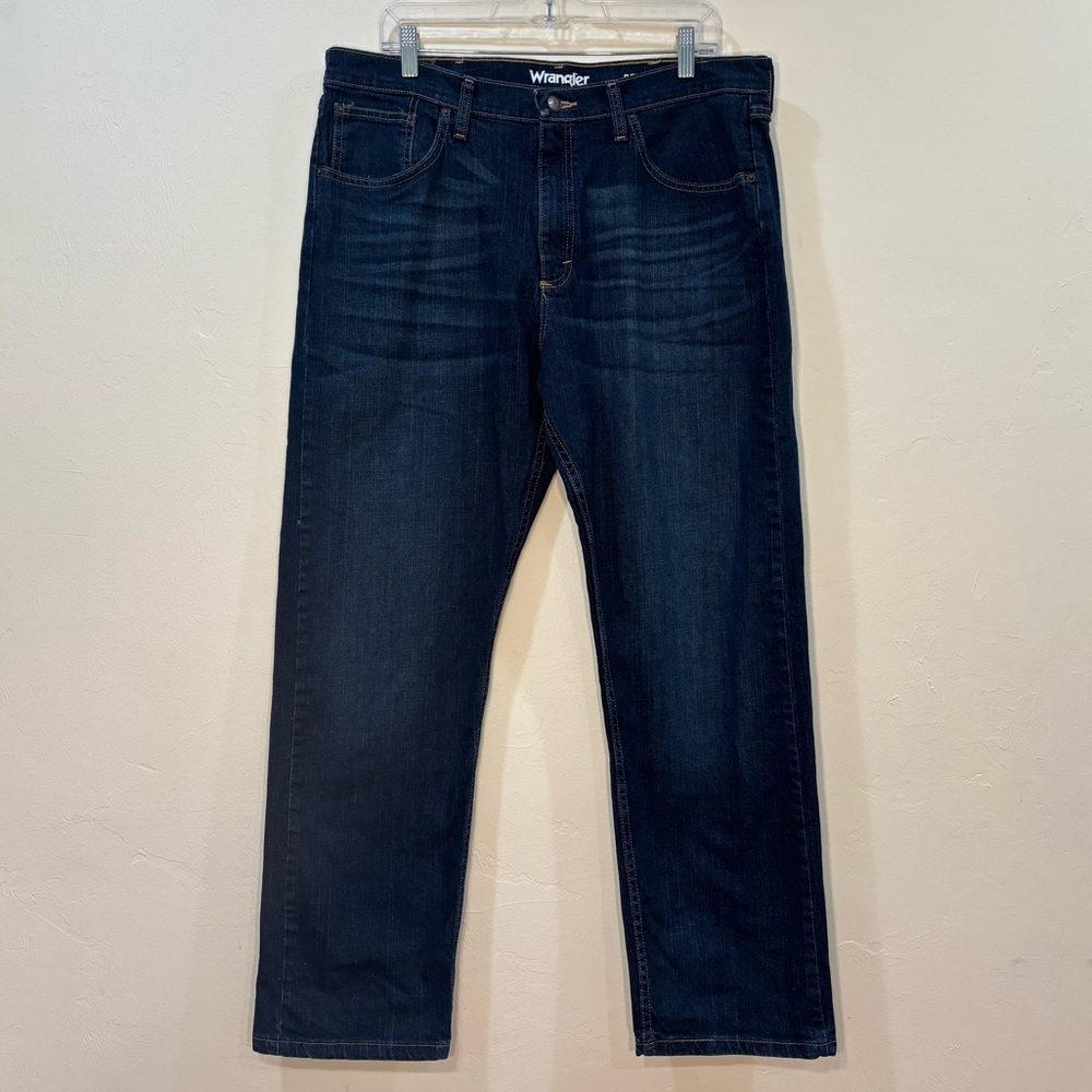 Wrangler 36x30 Men’s Relaxed Fit Jeans, Deep Indigo wash